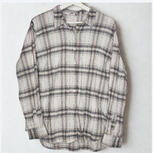 Weatherproof Vintage Plaid Flannel Button Down Shirt XL Cream Black